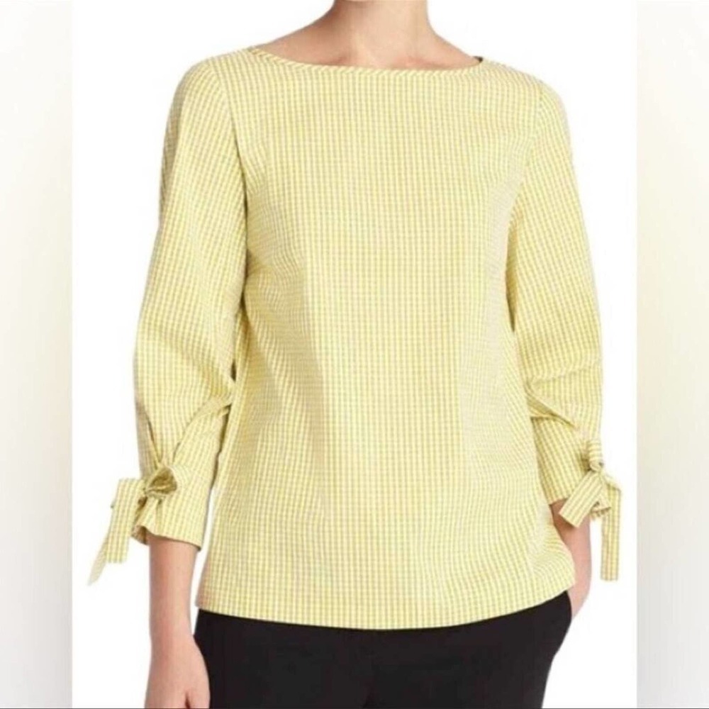 Lafayette 148 New York Margarita Ithaca Gingham Mini Check Blouse Size P (0-2)